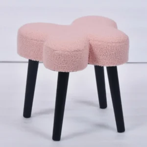 Pink Clover-Shaped Upholstered Stool T1189