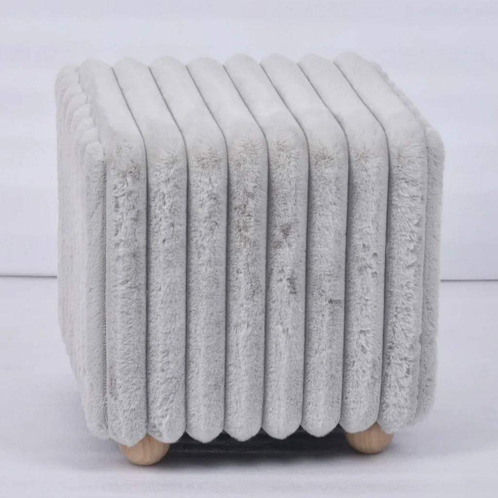 Modern Soft Rabbit Fur Cube Stool Ottoman T1204