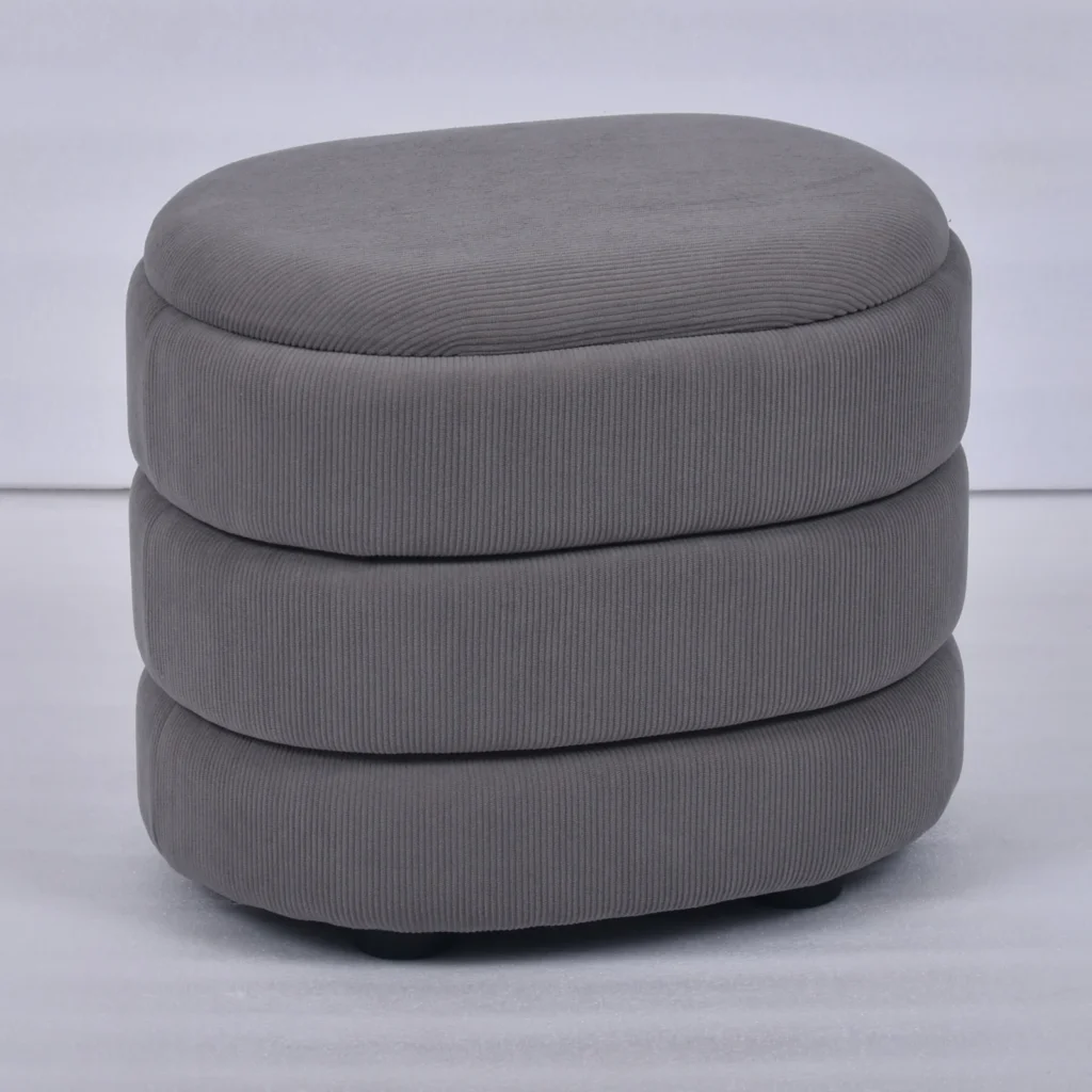 Modern Fabric Upholstered Storage Round And Oval Ottoman T1324